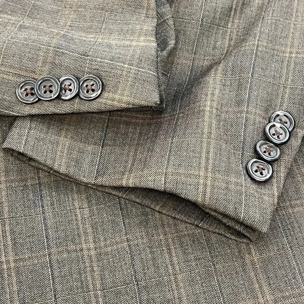 Peter Millar Men's Blazer‎ Sport Coat Jacket Brown Plaid Glen Check Wool 48